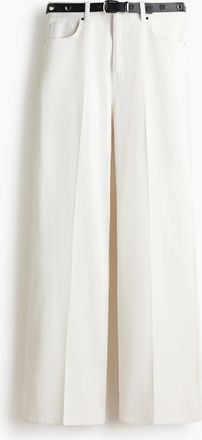 H&M Hose mit Bootcut und G&uuml;rtel - White
