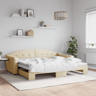 vidaXL Sof&aacute; Cama Nido Tela Crema 90x200 Cm Vidaxl