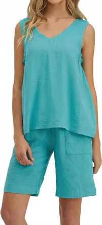 M Made in Italy Woven Tank Top In Reef