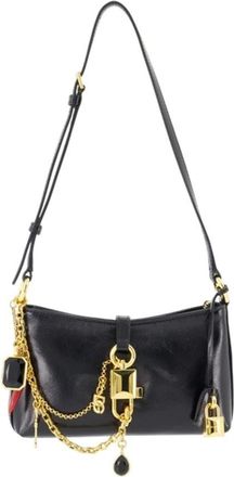 Dolce & Gabbana Lock Schoudertas - Dames - Schoudertassen - Zwart - ONE Size - Katoen - Tassen