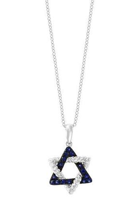 Effy 14K White Gold Sapphire Triangle Pendant Necklace in Blue at Nordstrom Rack, Size 18