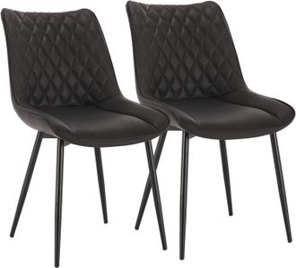 Woltu 2x Sillas De Comedor Nordicas Estilo Vintage Juego De 2 Sillas De Cocina Sillas Tapizadas En Cuero Sintetico Aspecto De Cuero Antiguo Estructura De Me