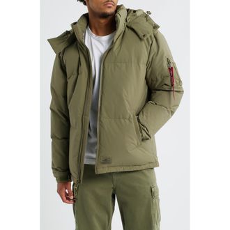 Alpha Industries Down & Feather Puffer Parka in Green at Nordstrom, Size Xx-Large