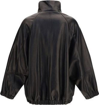 Brunello Cucinelli Womens Black Lamb Ovis Aries Leather Jacket Clothing