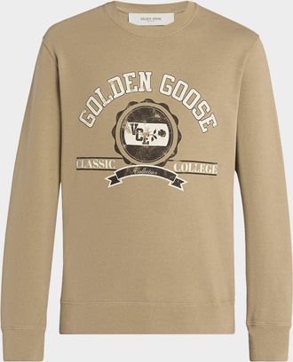 Golden Goose Men & apos;s Journey Classic College Cotton Crewneck Sweater