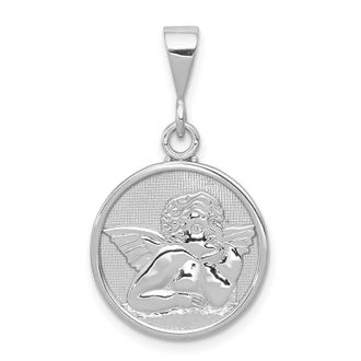 Diamond2Deal 14K White Gold Polished and Satin Angel Pendant