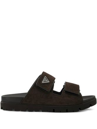 Prada Sandalen met logo-applicatie en bandjes - Bruin