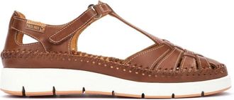 Pikolinos Bruine leren sleehak sandaalcollectie - Dames - Sandalen - Bruin - 37 EU - Leer - Schoenen