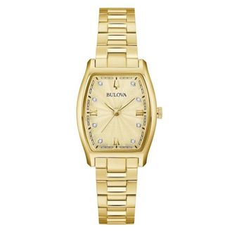 Bulova Tank Quartz Crystal Champagne Dial Ladies Watch 97P160