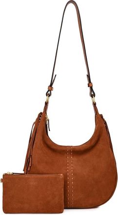 OLD TREND Hydrangea Genuine Leather Suede Heritage Shoulder Bag in Brown at Nordstrom