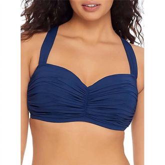 Bleu Rod Beattie Kore Shirred Bandeau Bikini Top In Navy