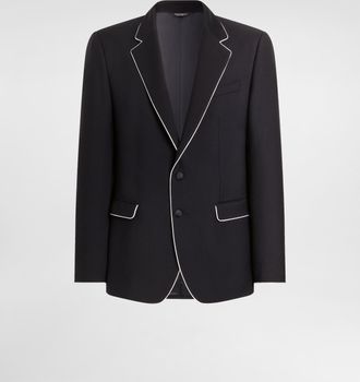 Dolce & Gabbana Martini Light Single-breasted Wool Twill Jacket - Man Suits And Blazers Blue 46