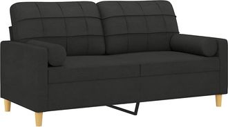 vidaXL Sof&aacute; De 2 Plazas Con Cojines Tela Negro 140 Cm Vidaxl