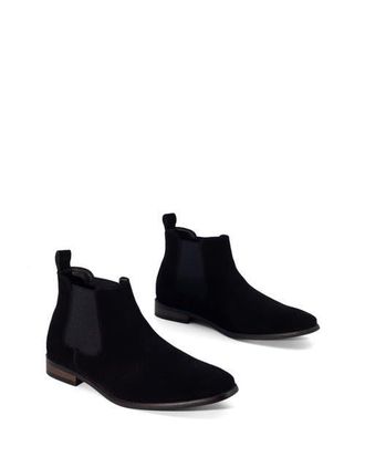 Uncut Stapleton almond toe Chelsea dress boot in Black Cow Suede at Nordstrom, Size 10