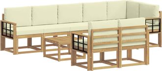vidaXL Conjunto De Sof&aacute;s De Exterior 9 Uds. Blanco Y Crema Poli&eacute;ster Vidaxl