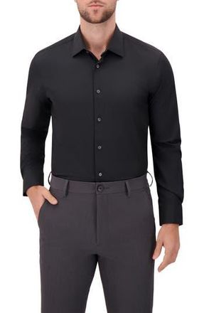 Report Collection Slim Fit 4-Way Stretch Button-Up Shirt in Black at Nordstrom Rack, Size 16.5