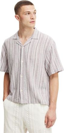 Cotton On Mens Box Fit Short Sleeve Shirt in Pink Multi Stripe at Nordstrom, Size Xx-Large