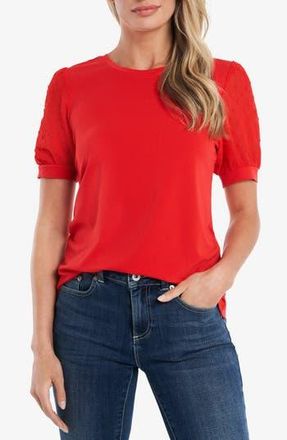 CeCe by Cynthia Steffe Clip Dot Puff Sleeve Top in Fireball at Nordstrom Rack, Size X-Large