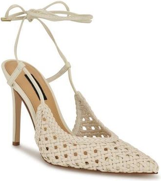 Nine West Fessla Ankle Wrap Pointed Toe Pump in Ivory at Nordstrom, Size 8.5