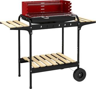 OUTSUNNY Barbacoa de carb&oacute;n 103x47x95 cm rojo