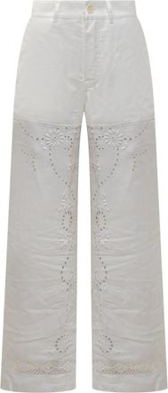 Marine Serre White Relaxed Flat Front Pants