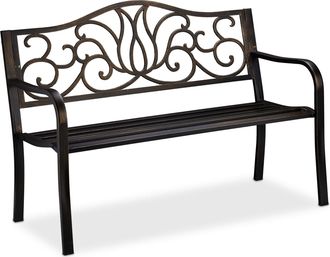 Relaxdays Relaxdays Banco Jard&iacute;n Antiguo, 2 Personas, Asiento Metal, Balc&oacute;n Y Terraza, 90 X 127,5 X 63 Cm, Acero, Negro Y Bronce