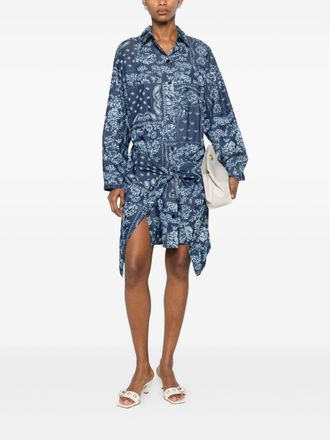 Emporio Armani Paisley Cotton Shirt Dress - Blue