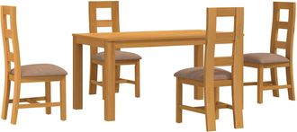 vidaXL Conjunto De Comedor 5 Uds. Gris Madera De Roble S&oacute;lido Vidaxl