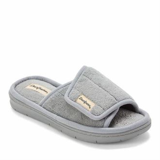 Dearfoams Mickey Terry Adjustable Shower Slide Slipper in Sleet at Nordstrom, Size X-Large M