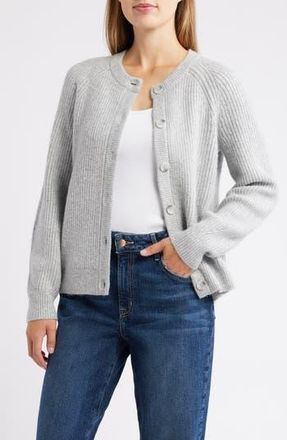 Caslon Cozy Rib Cardigan in Grey Heather at Nordstrom Rack, Size X-Large