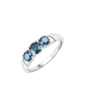 Diana M. Jewels Fine Jewelry 14K 1.03 Ct. Tw. Blue Diamond Three-Stone Ring
