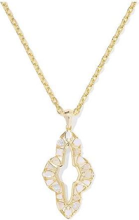 Kendra Scott Abbie Crystal Long Pendant Womens Necklace Womens Necklace Gold Neutral Mix, Brass/Crystal/Gold-Plated