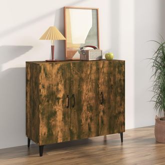 vidaXL Vidaxl - Aparador De Madera De Ingenier&iacute;a Roble Ahumado 90x34x80 Cm
