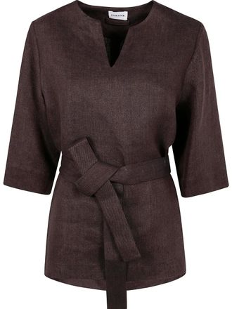 P.A.R.O.S.H. belted blouse - Brown