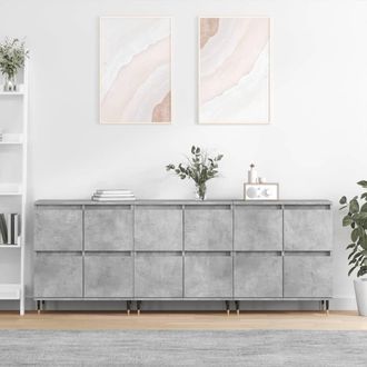 vidaXL Vidaxl - Aparadores 3 Uds Madera Contrachapada Gris Hormig&oacute;n
