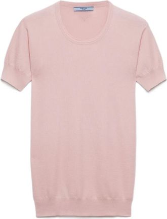Prada Maglione a coste a maniche corte - Rosa