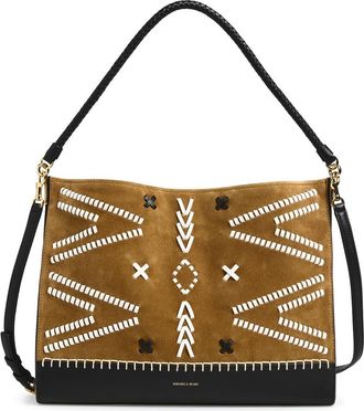 Veronica Beard Veronica Motif Suede & Leather Hobo in Acorn Multi at Nordstrom
