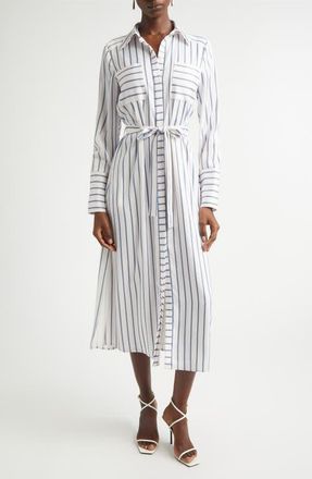 Ramy Brook Miriam Long Sleeve Shirtdress in Ivory Seaside at Nordstrom, Size X-Small