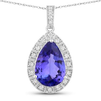 Diana M. Jewels Tanzanite ( AAA ) Pears 12.60x8.30mm ( Height: 4.30mm ) - 1Pc + White Diamond F/C Round 1.30mm ( I1-I2/I color ) - 19Pcs + White Diamond F/C Round 1.1