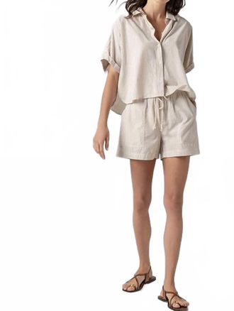 Lilla P Striped Pocket Short In Flax