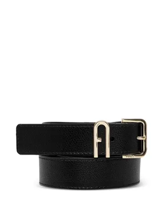 Furla Camelia leather belt - women - Leather/Brass/Metal - 75 - Black