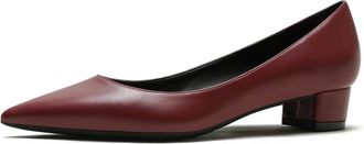 Generic Womens Pointed-Toe Court Shoes with Chunky Block Heel (3cm/5cm/7cm) in Matte Microfiber - Versatile Pumps for Office, Commuting & Social Events,Burgun