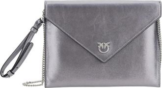 Pinko Grijze Metallic Platte Portemonnee Handvat Tas - Dames - Clutches - Grijs - ONE Size - Tassen