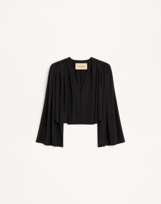 Valentino Satin Sabl&eacute; Jacket with Gathered Detail Wo