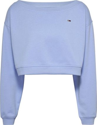 Tommy Jeans Cropped Pullover - Dames - Sweatshirts - Blauw - S - Katoen - Hoodies & sweatvesten