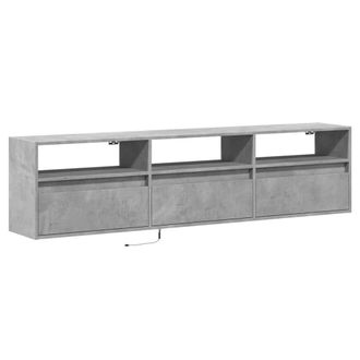 Berkfield Home TV Wall Cabinet with LED Concrete Grey 180x31x45 cm | Size: 180 x 31 x 45 cm