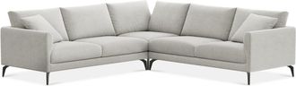 Castlery Lena L-Shaped Sectional Sofa Customized, Performance Classic Twill Medium Grey, Matte Black Legs, Spill Resistant, Removable Covers for Castlery Sofas