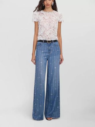 Self Portrait denim high-rise straight-leg jeans