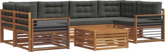 vidaXL Conjunto De Sof&aacute;s De Exterior 7 Uds. Natural Y Antracita Vidaxl