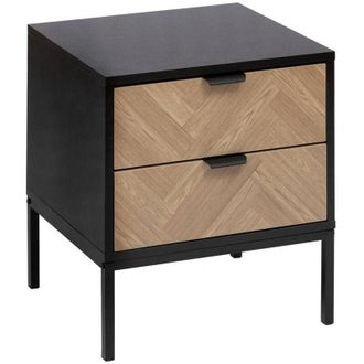 5five Simply Smart Comodino chevrons 2 cassetti effetto pino naturale e nero 50x45cm - 5five